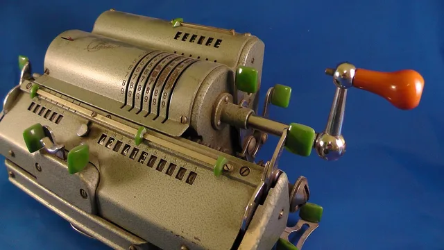 calculator, to count, figures, mathematics, crank, old device, cash register, office automation, desk, an accountant, dial, accounting. Influencer-agency cost envelope: separate ledgers, VAT on its own line and a two-month worked example